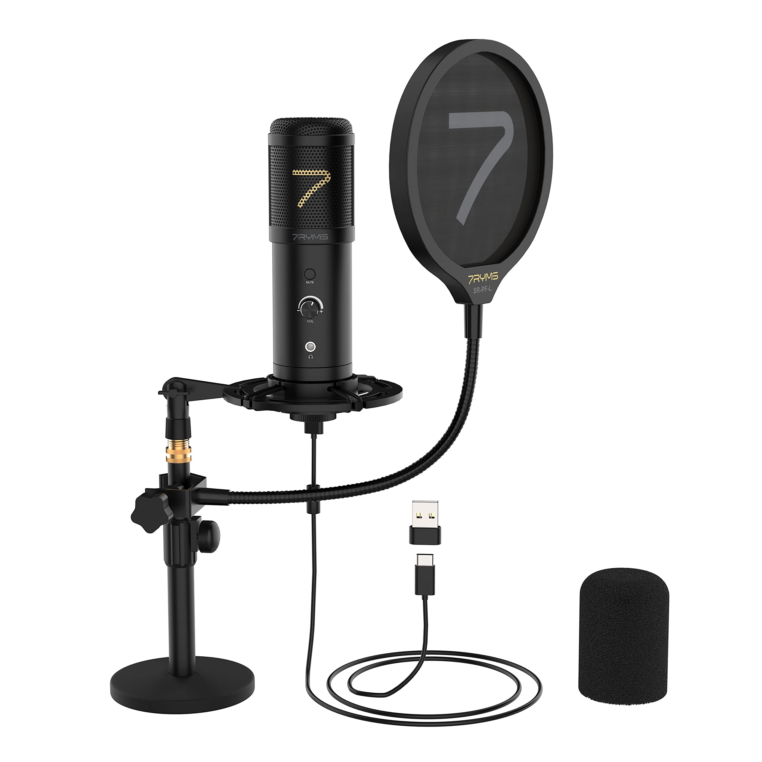 Amazon.co.jp: コンデンサーマイク USB 7RYMS SR-AU01-K2 PCマイク 単